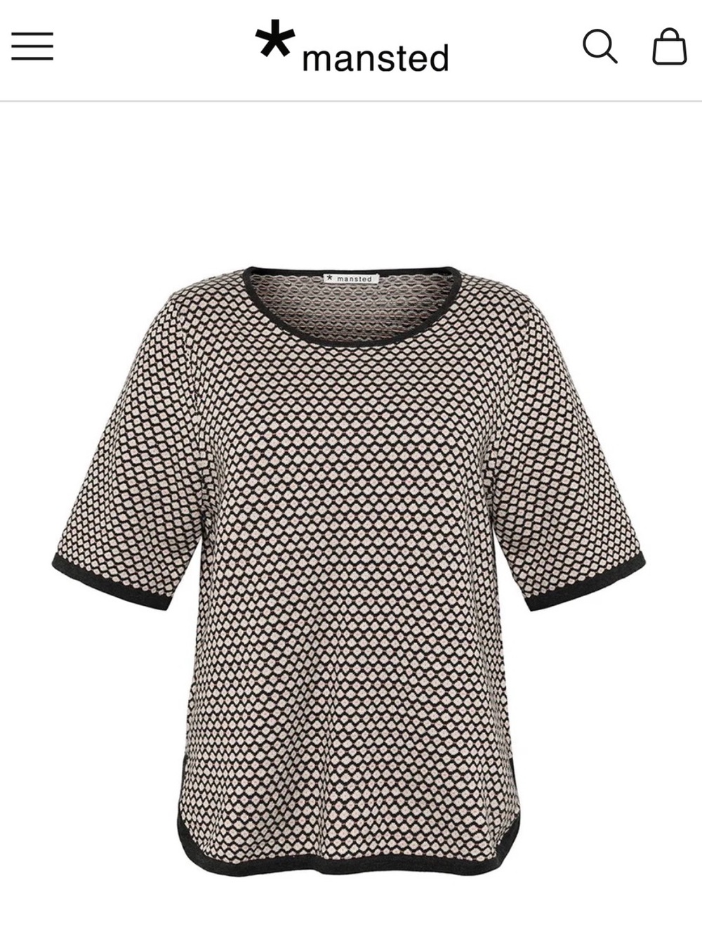 Mansted Black and Cream Textured Short Sleeve Knit Top